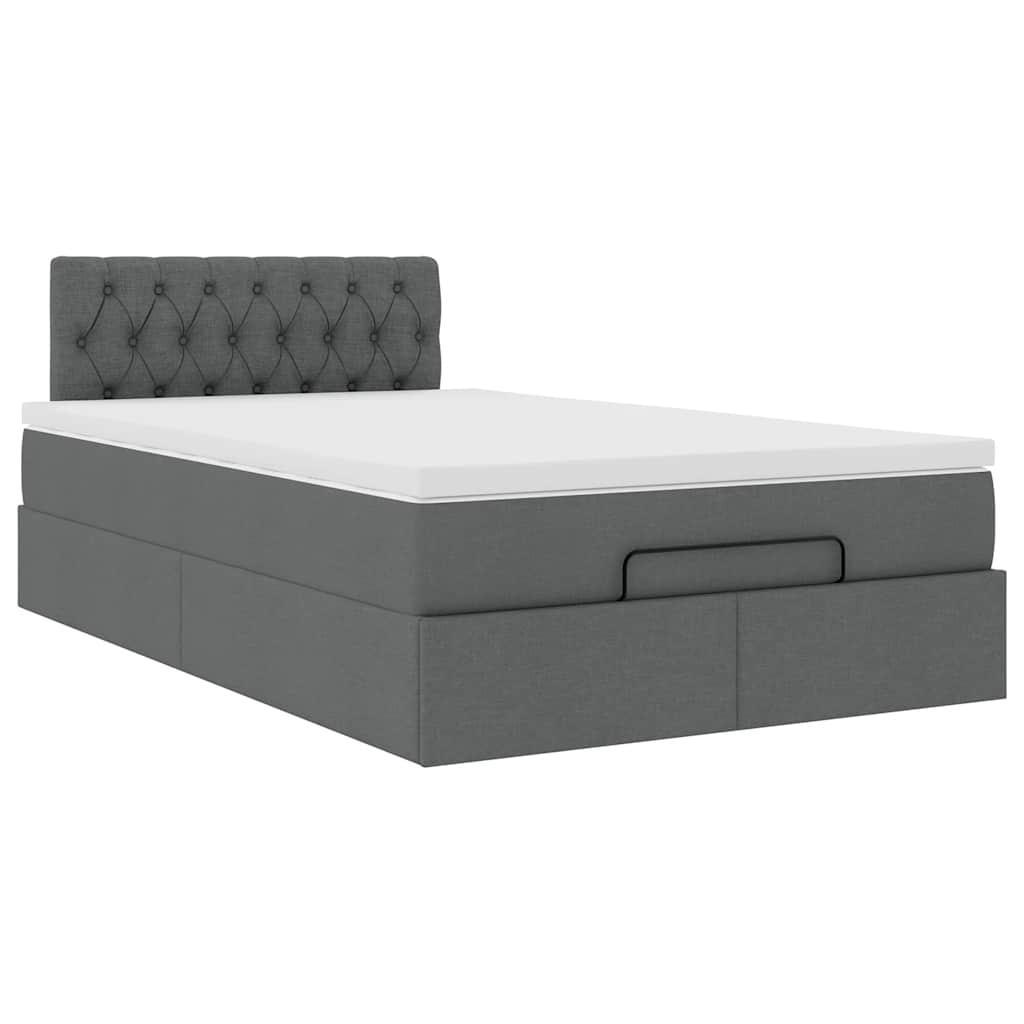Pouf Letto con Materasso e LED Grigio Scuro 120x190 cm Tessuto | homemem39