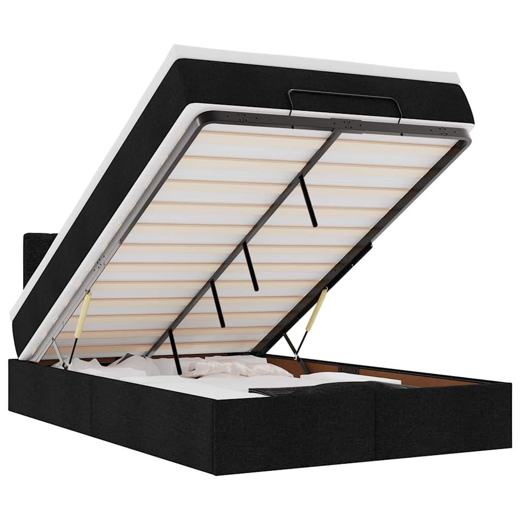 Pouf Letto con Materasso e LED Nero 120x190 cm in Tessuto | homemem39