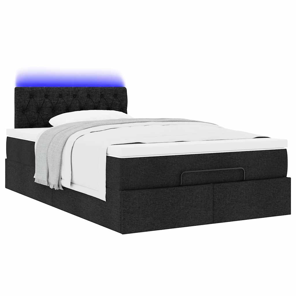 Pouf Letto con Materasso e LED Nero 120x190 cm in Tessuto | homemem39