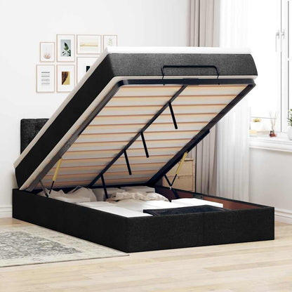 Pouf Letto con Materasso e LED Nero 120x190 cm in Tessuto | homemem39