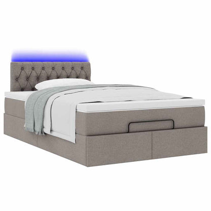 Pouf Letto con Materasso e LED Tortora 120x190cm in Tessuto