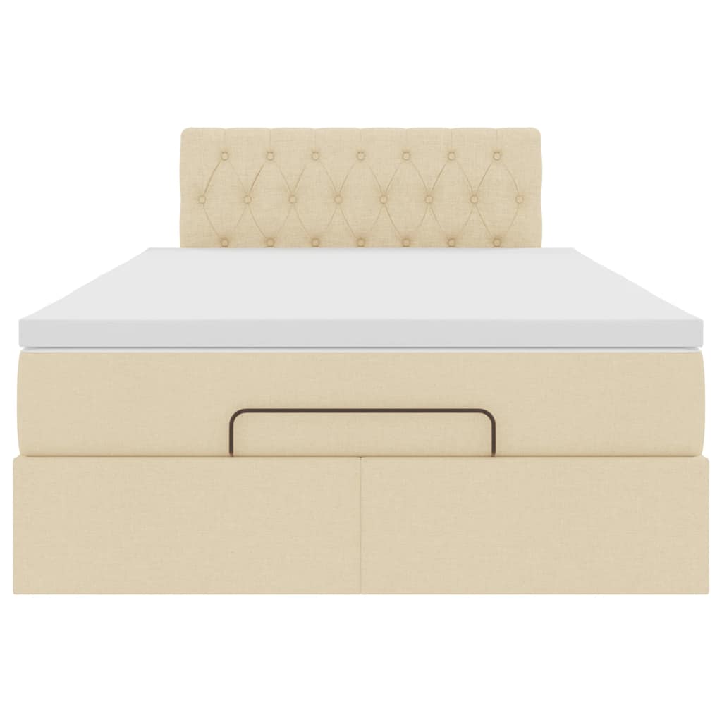 Pouf Letto con Materasso e LED Crema 120x190cm in Tessuto | homemem39