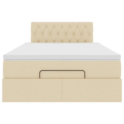 Pouf Letto con Materasso e LED Crema 120x190cm in Tessuto | homemem39