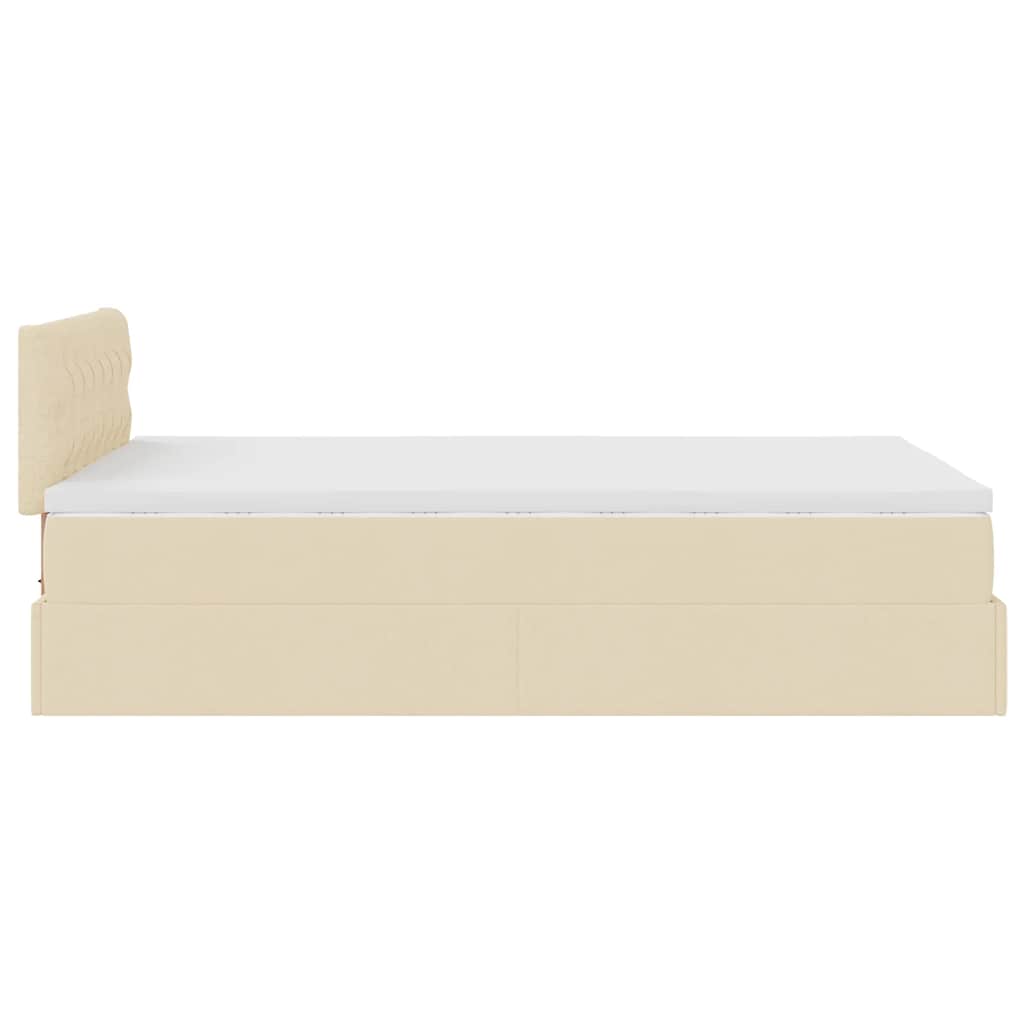 Pouf Letto con Materasso e LED Crema 120x190cm in Tessuto | homemem39