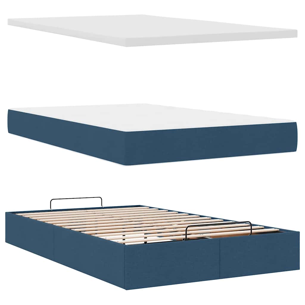 Pouf Letto con Materasso e LED Blu 120x190cm in Tessuto | homemem39