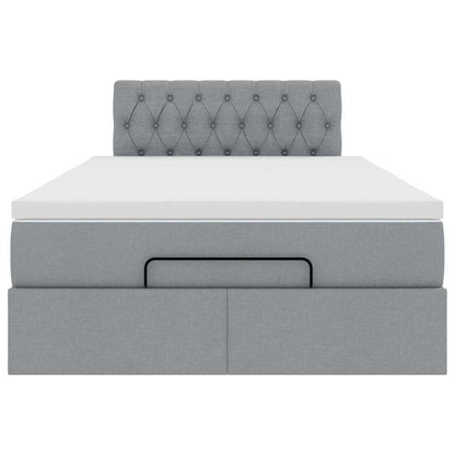 Pouf Letto con Materasso Grigio Chiaro 120x200 cm in Tessuto