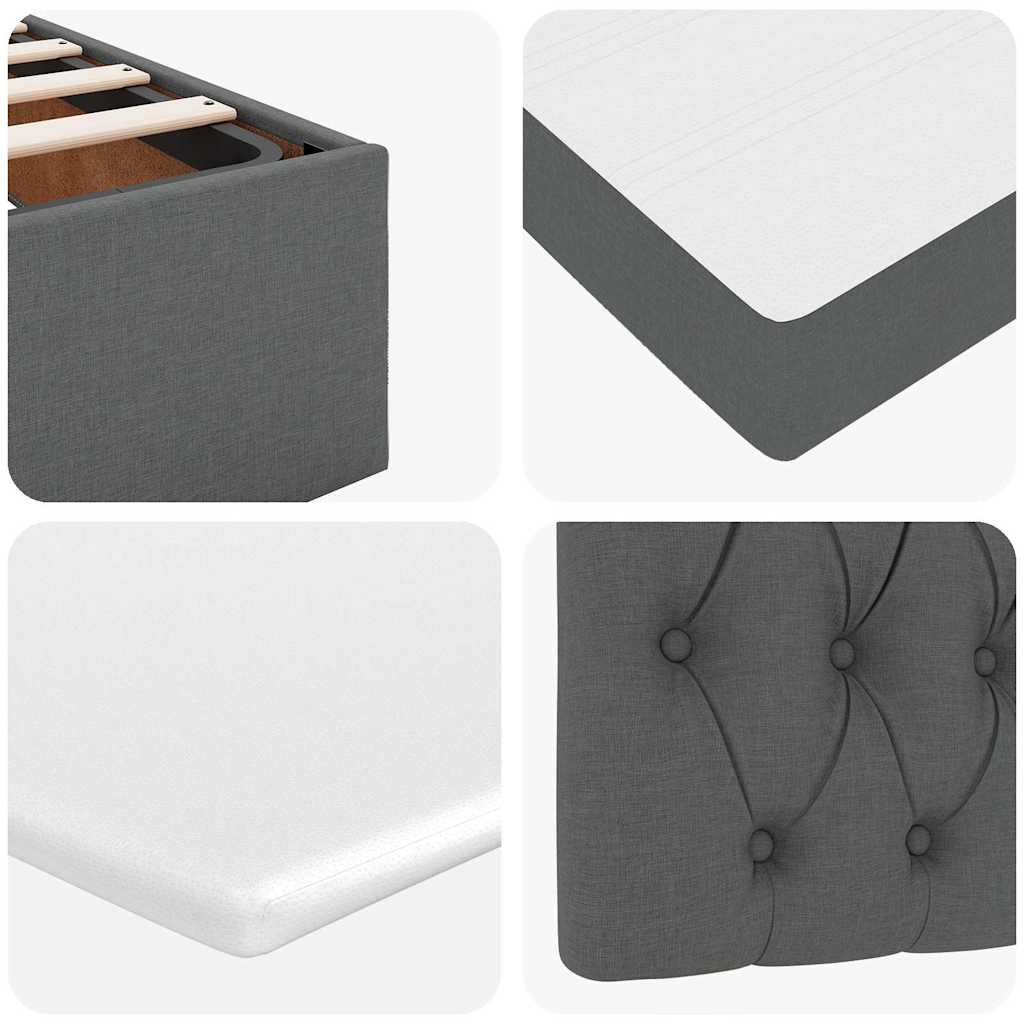 Pouf Letto con Materasso e LED Grigio Scuro 120x200 cm Tessuto