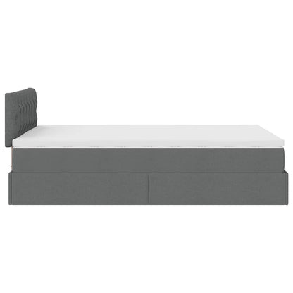 Pouf Letto con Materasso e LED Grigio Scuro 120x200 cm Tessuto