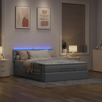 Pouf Letto con Materasso e LED Grigio Chiaro 140x190 cm | homemem39