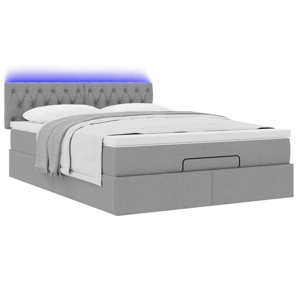Pouf Letto con Materasso e LED Grigio Chiaro 140x190 cm | homemem39
