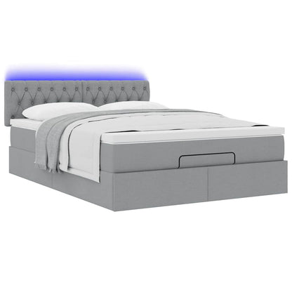 Pouf Letto con Materasso e LED Grigio Chiaro 140x190 cm | homemem39