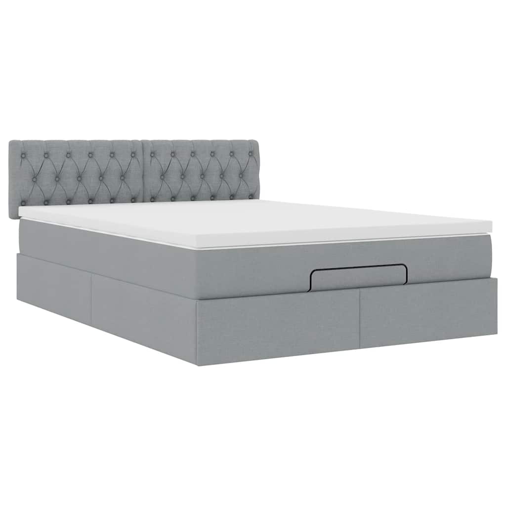 Pouf Letto con Materasso e LED Grigio Chiaro 140x190 cm | homemem39