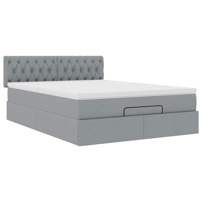 Pouf Letto con Materasso e LED Grigio Chiaro 140x190 cm | homemem39
