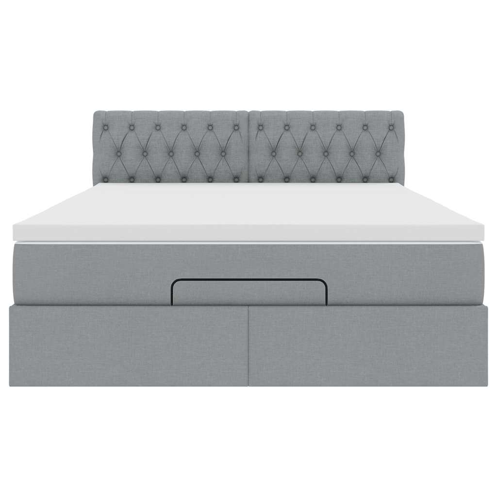 Pouf Letto con Materasso e LED Grigio Chiaro 140x190 cm | homemem39