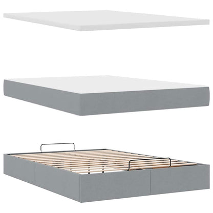 Pouf Letto con Materasso e LED Grigio Chiaro 140x190 cm | homemem39