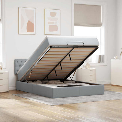 Pouf Letto con Materasso e LED Grigio Chiaro 140x190 cm | homemem39