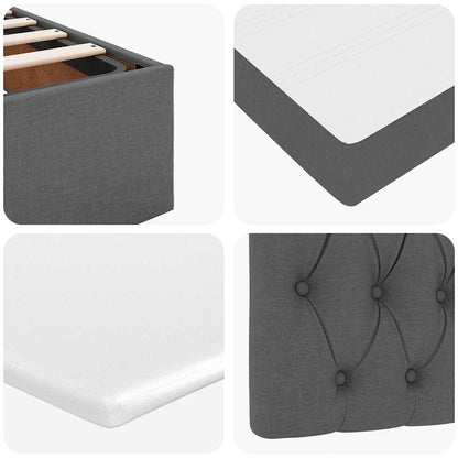 Pouf Letto con Materasso e LED Grigio Scuro 140x190 cm
