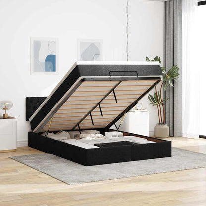 Pouf Letto con Materasso e LED Nero 140x190 cm | homemem39