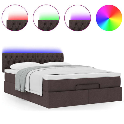 Pouf Letto con Materasso e LED Marrone Scuro 140x190 cm | homemem39