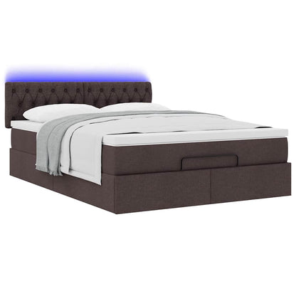 Pouf Letto con Materasso e LED Marrone Scuro 140x190 cm | homemem39