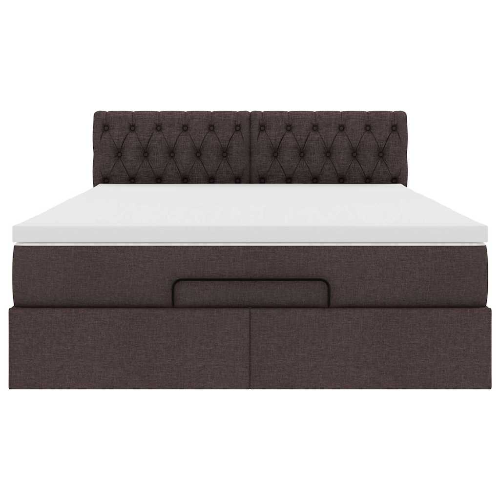Pouf Letto con Materasso e LED Marrone Scuro 140x190 cm | homemem39