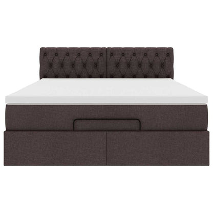 Pouf Letto con Materasso e LED Marrone Scuro 140x190 cm | homemem39