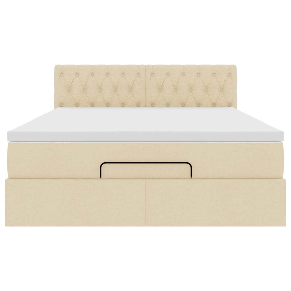 Pouf Letto con Materasso e LED Crema 140x190 cm