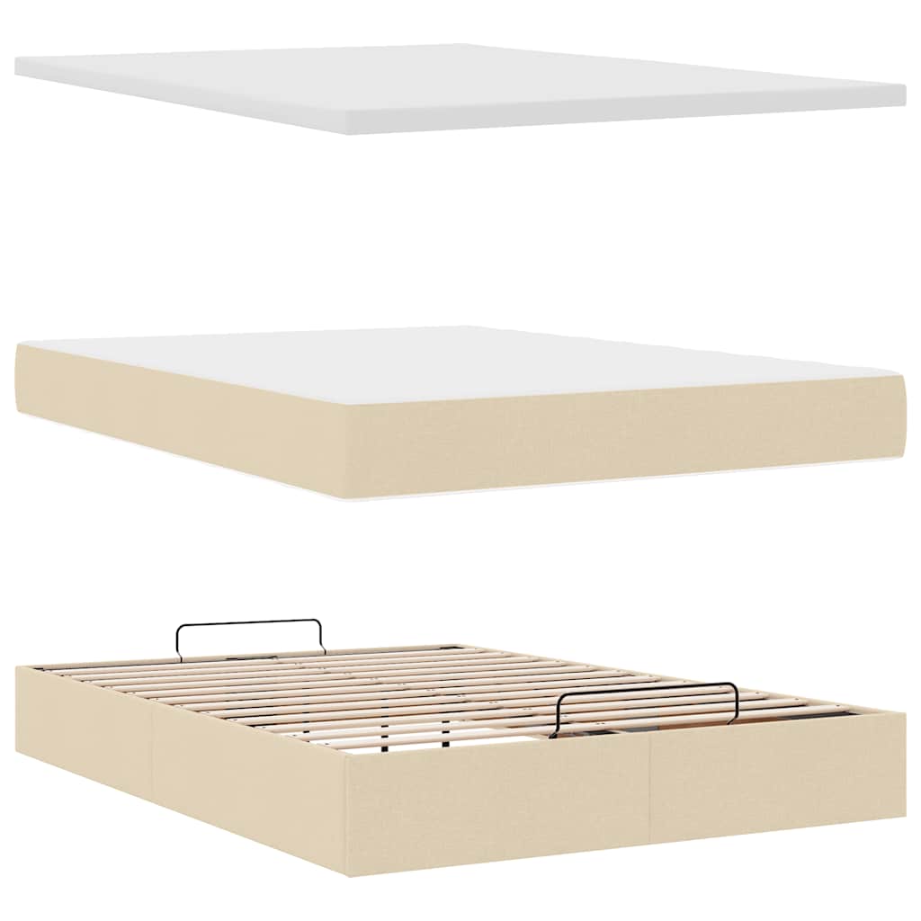 Pouf Letto con Materasso e LED Crema 140x190 cm | homemem39