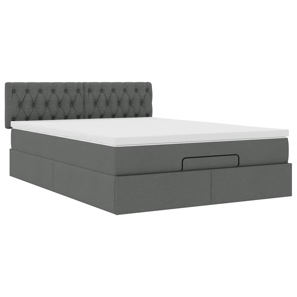 Pouf Letto con Materasso e LED Grigio Scuro 140x200 cm - homemem39