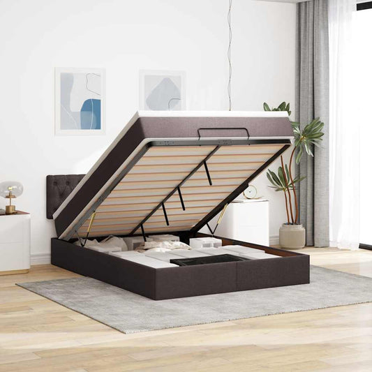 Struttura Letto Pouf con Materasso 140x200 cm in Tessuto | homemem39