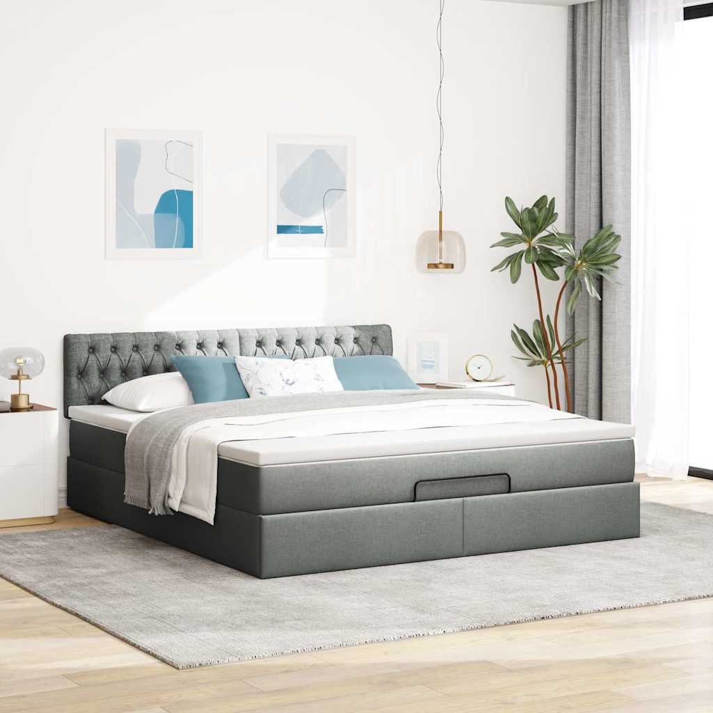Struttura Letto Pouf con Materasso 160x200 cm in Tessuto | homemem39