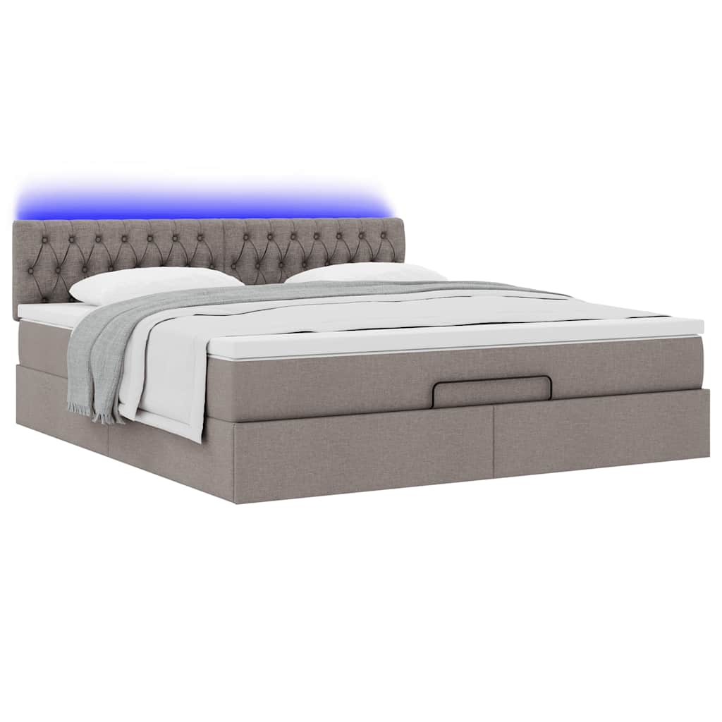 Struttura Letto Pouf con Materasso Tortora 160x200cm in Tessuto | homemem39