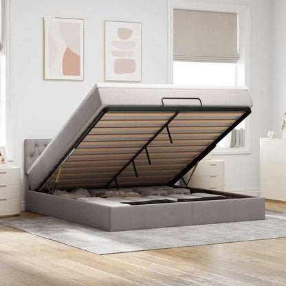 Struttura Letto Pouf con Materasso Tortora 160x200cm in Tessuto