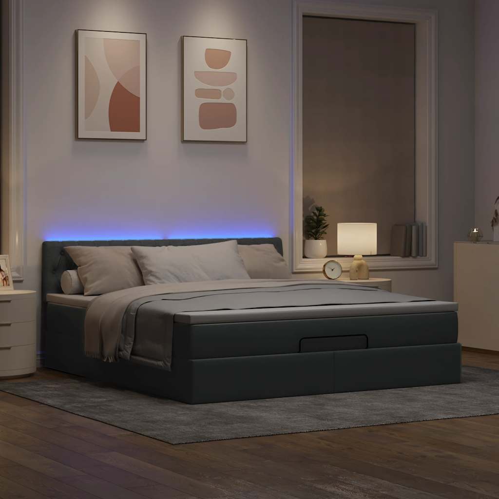 Pouf Letto con Materasso e LED Grigio Chiaro 180x200cm Tessuto - homemem39