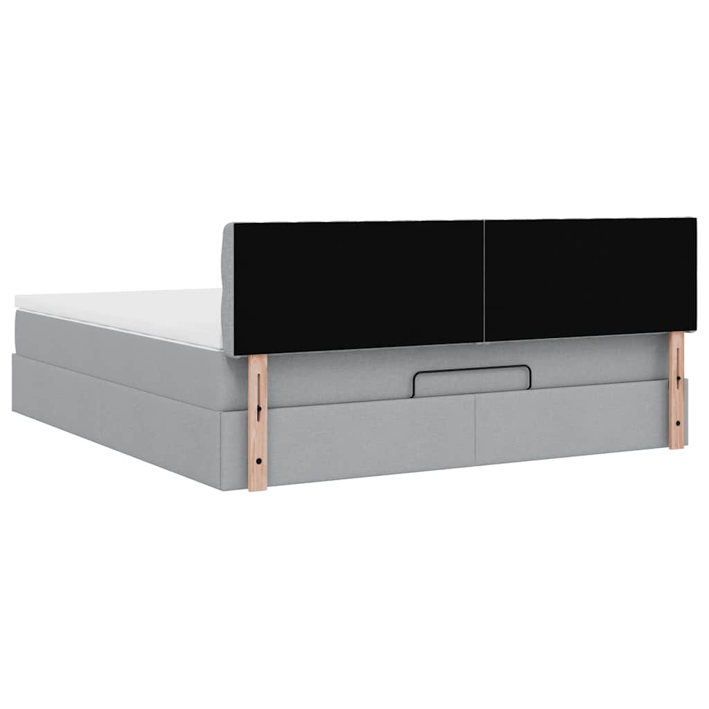 Pouf Letto con Materasso e LED Grigio Chiaro 180x200cm Tessuto