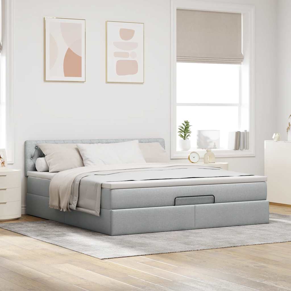 Pouf Letto con Materasso e LED Grigio Chiaro 180x200cm Tessuto - homemem39