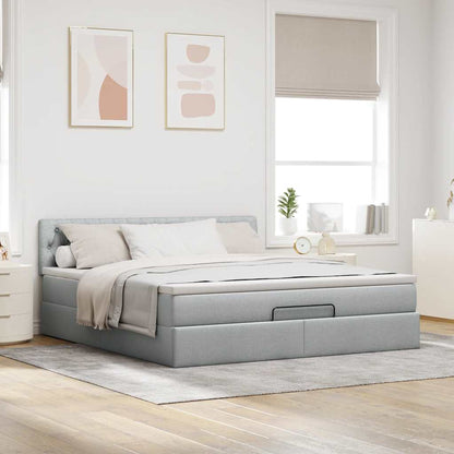 Pouf Letto con Materasso e LED Grigio Chiaro 180x200cm Tessuto - homemem39