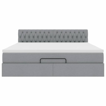 Pouf Letto con Materasso e LED Grigio Chiaro 180x200cm Tessuto - homemem39