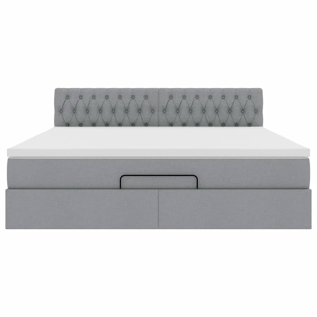 Pouf Letto con Materasso e LED Grigio Chiaro 180x200cm Tessuto
