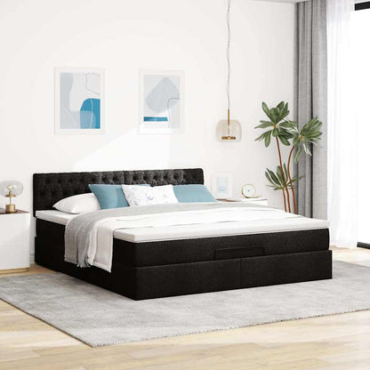 Pouf Letto con Materasso e LED Nero 180x200cm Tessuto | homemem39