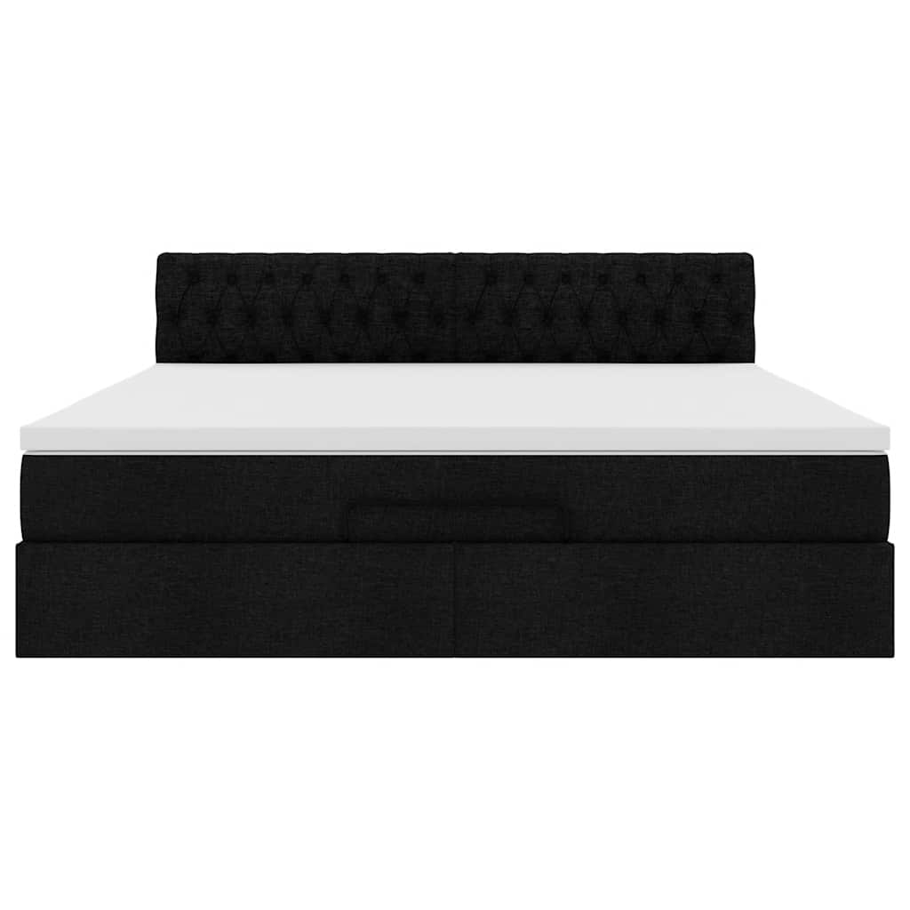 Pouf Letto con Materasso e LED Nero 180x200cm Tessuto | homemem39