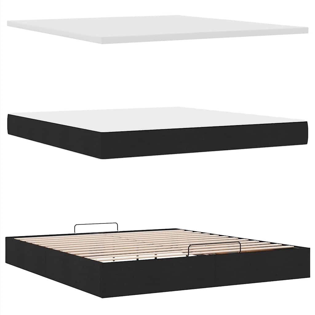 Pouf Letto con Materasso e LED Nero 180x200cm Tessuto | homemem39