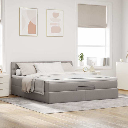 Pouf Letto con Materasso e LED Tortora 180x200cm in Tessuto | homemem39