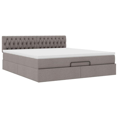 Pouf Letto con Materasso e LED Tortora 180x200cm in Tessuto | homemem39