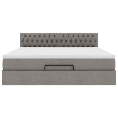 Pouf Letto con Materasso e LED Tortora 180x200cm in Tessuto | homemem39
