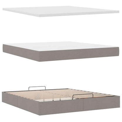 Pouf Letto con Materasso e LED Tortora 180x200cm in Tessuto | homemem39
