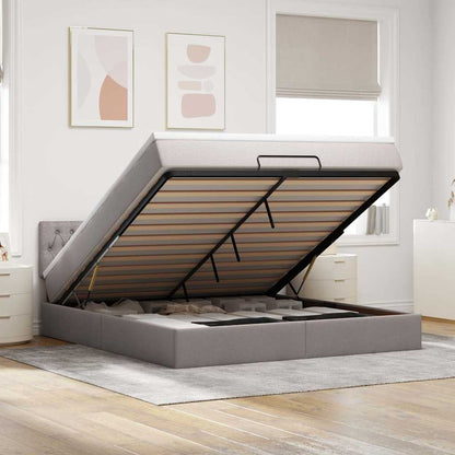 Pouf Letto con Materasso e LED Tortora 180x200cm in Tessuto | homemem39