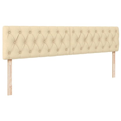 Pouf Letto con Materasso e LED Crema 180x200cm in Tessuto