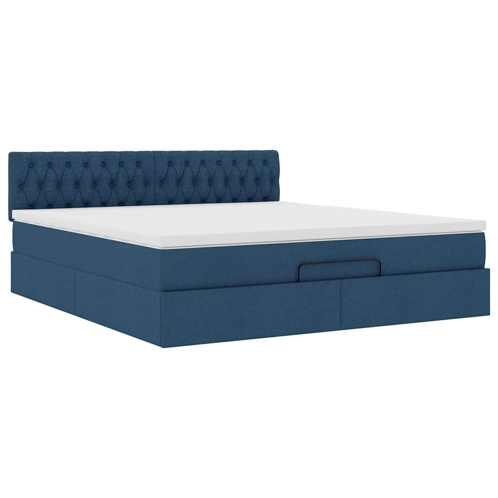 Pouf Letto con Materasso e LED Blu 180x200cm in Tessuto | homemem39