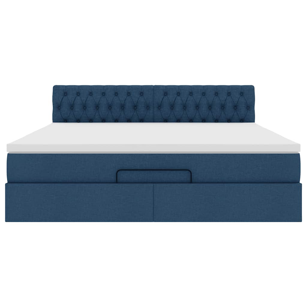 Pouf Letto con Materasso e LED Blu 180x200cm in Tessuto | homemem39